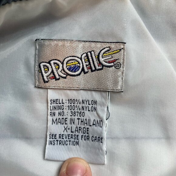 Profile Vintage Nylon elastic waist gray windbreaker track Pants size XL - Picture 3 of 8